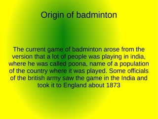 Badminton online name origin