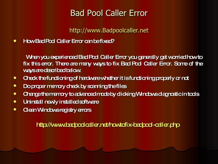 Bad pool caller error