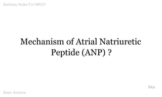 Mechanism of Atrial Natriuretic Peptide (ANP) ? 
94a 
Badrawy Notes For MRCP 
Basic Science 
 