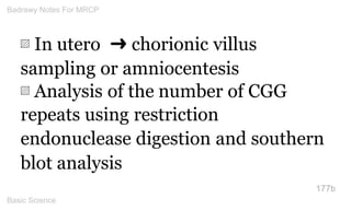 ▨ In utero ➜ chorionic villus 
sampling or amniocentesis 
▨ Analysis of the number of CGG repeats using restriction 
endon...