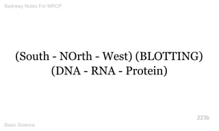 (South - NOrth - West) (BLOTTING) (DNA - RNA - Protein) 
223b 
Badrawy Notes For MRCP 
Basic Science 
 