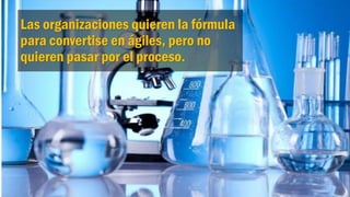 Las organizaciones quieren la fórmula
para convertise en ágiles, pero no
quieren pasar por el proceso.
 