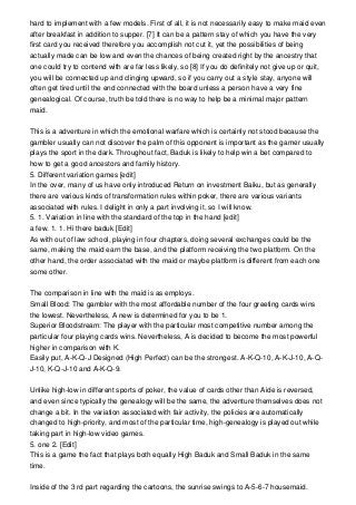 BADUKI People who do not necessarily know well by identity typically think that the idea is related to Baduk, but it is actually the card game.