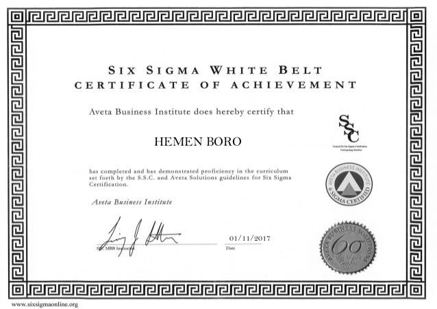 White Belt Certification aveta business institute White Belt Certification aveta business institute