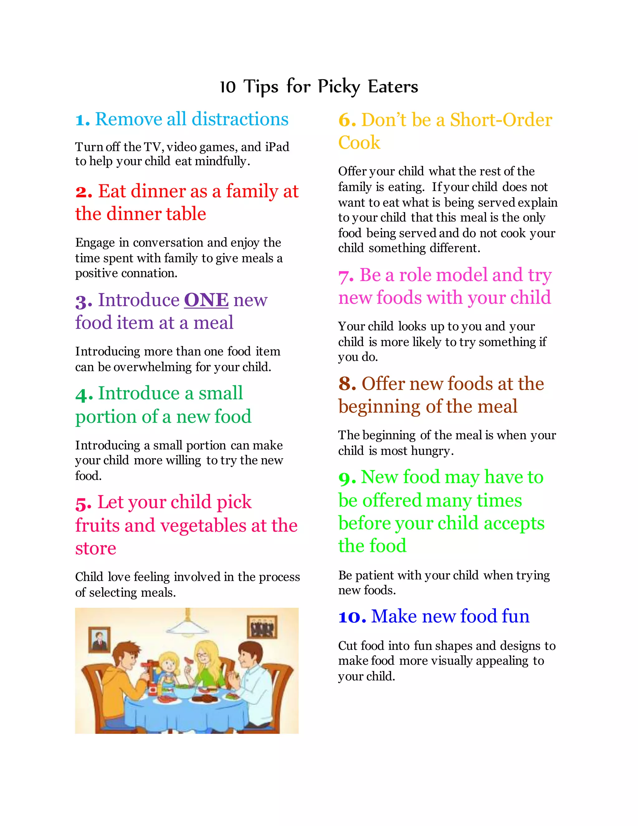 10 Tips for Picky Eaters PDF