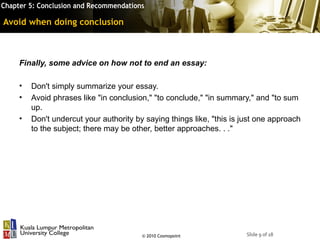 BAEB601 Chapter 5: Conclusion and Recommendation | PPT