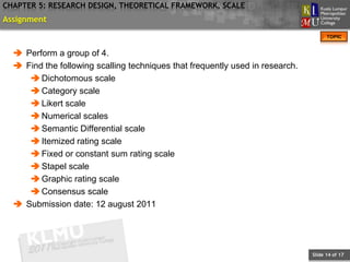 Scales Framework BAEB601 Chapter 5: Research Design, Theoretical Framework and ...