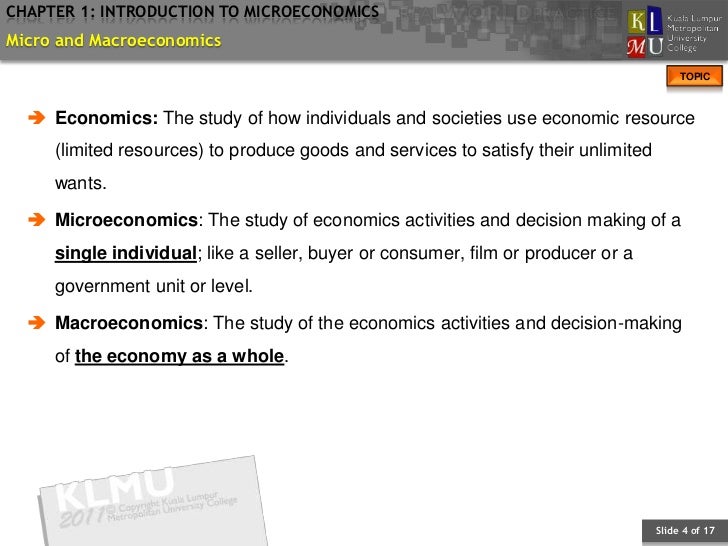 BAEB602 Chapter 1 Introduction to Microeconomics BAEB602 Chapter 1 Introduction to Microeconomics