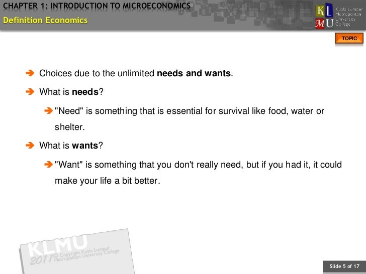 BAEB602 Chapter 1 Introduction to Microeconomics BAEB602 Chapter 1 Introduction to Microeconomics