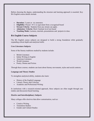 Distance Education Ba English Guide.pdf BA English Course Details: Subjects, Careers & Higher Study Options | PDF