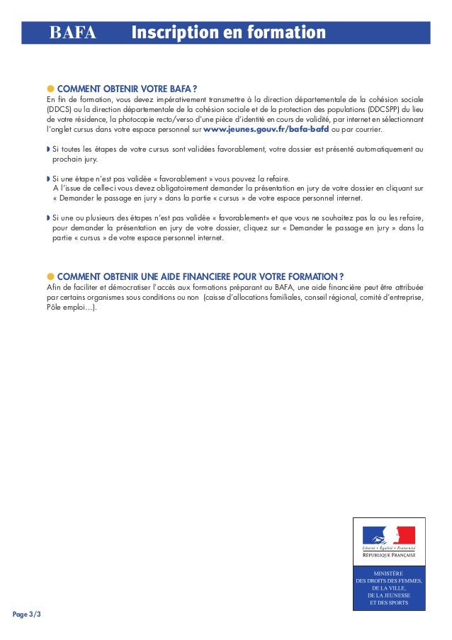 Fiche Explicative Inscription Formation Bafa