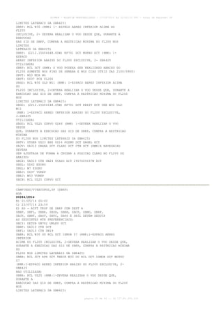 AISWEB - BOLETIM PERSONALIZADO - 17/05/2014 às 12:02:33 UTC - Total de Páginas: 45
página 25 de 45 :: IP 177.81.250.210
LIMITES LATERAIS DA SBR425)
SBRP: RCL W30 (RMK: 1- ESPACO AEREO INFERIOR ACIMA DO
FL200
INCLUSIVE, 2- DEVERA REALIZAR O VOO DESDE QUE, DURANTE A
EXECUCAO
DAS SID DE SBKP, CUMPRA A RESTRICAO MINIMA DO FL200 NOS
LIMITES
LATERAIS DA SBR425)
SBRP: (2212.15S04648.65W) KP701 DCT MUKNU DCT (RMK: 1-
ESPACO
AEREO INFERIOR ABAIXO DO FL200 EXCLUSIVE, 2- SBR425
UTILIZADA)
SBRP: RCL DCT (RMK: O VOO PODERA SER REALIZADO ABAIXO DO
FL200 SOMENTE NOS FINS DE SEMANA E NOS DIAS UTEIS DAS 2100/0900)
SBVT: W53 MCA W6
SBVT: UZ37 PCX UL206
SBGO: RCL W30 ULD W11 (RMK: 1-ESPACO AEREO INFERIOR ACIMA
DO
FL200 INCLUSIVE, 2-DEVERA REALIZAR O VOO DESDE QUE, DURANTE A
EXECUCAO DAS SID DE SBKP, CUMPRA A RESTRICAO MINIMA DO FL200
NOS
LIMITES LATERAIS DA SBR425)
SBGO: (2212.15S04648.65W) KP701 DCT KEXIT DCT URB W30 ULD
W11
(RMK: 1-ESPACO AEREO INFERIOR ABAIXO DO FL200 EXCLUSIVE,
2-SBR425
UTILIZADA)
SBGO: RCL UZ25 CORVO UZ46 (RMK: 1-DEVERA REALIZAR O VOO
DESDE
QUE, DURANTE A EXECUCAO DAS SID DE SBKP, CUMPRA A RESTRICAO
MINIMA
DO FL200 NOS LIMITES LATERAIS DA SBR425)
SBTV: UTGER UZ23 BHZ UZ16 POSMU DCT DAGEL DCT
SBJV: UA310 ORANA DCT CLARO DCT CTB DCT (RMK/A NAVEGACAO
DEVERA
SER AJUSTADA DE FORMA A CRUZAR A POSICAO CLARO NO FL200 OU
ABAIXO)
SBCX: UA310 CTB UW24 OCASO DCT 2907S05037W DCT
SBGL: UZ42 ESORU
SBGL: W7 ESORU
SBRJ: UZ37 VUREP
SBRJ: W53 VUREP
SBCN: RCL UZ25 CORVO DCT
CAMPINAS/VIRACOPOS,SP (SBKP)
AGA
Z0284/2014
B) 01/05/14 00:00
C) 23/07/14 23:59
E) AD - ACFT TKOF DE SBKP COM DEST A
SBNF, SBFL, SBBR, SBSR, SBBH, SBCF, SBMO, SBRF,
SBJP, SBNT, SBSV, SBTC, SBPS E SBIL DEVEM SEGUIR
AS SEGUINTES RTE PREFERENCIAIS:
SBCY: DETUB UM782 UMLEV DCT
SBNF: UA310 CTB DCT
SBFL: UA310 CTB UW19
SBBR: RCL W30 OU RCL DCT ISMOB Z7 (RMK:1-ESPACO AEREO
INFERIOR
ACIMA DO FL200 INCLUSIVE, 2-DEVERA REALIZAR O VOO DESDE QUE,
DURANTE A EXECUCAO DAS SID DE SBKP, CUMPRA A RESTRICAO MINIMA
DO
FL200 NOS LIMITES LATERAIS DA SBR425)
SBBR: RCL DCT RPR DCT TENIK W30 OU RCL DCT ISMOB DCT MOTSU
Z7
(RMK:1-ESPACO AEREO INFERIOR ABAIXO DO FL200 EXCLUSIVE, 2-
SBR425
NAO UTILIZADA)
SBBR: RCL UZ25 (RMK:1-DEVERA REALIZAR O VOO DESDE QUE,
DURANTE A
EXECUCAO DAS SID DE SBKP, CUMPRA A RESTRICAO MINIMA DO FL200
NOS
LIMITES LATERAIS DA SBR425)
 