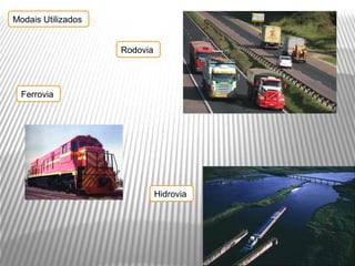 Modais Utilizados


                    Rodovia




  Ferrovia




                              Hidrovia
 