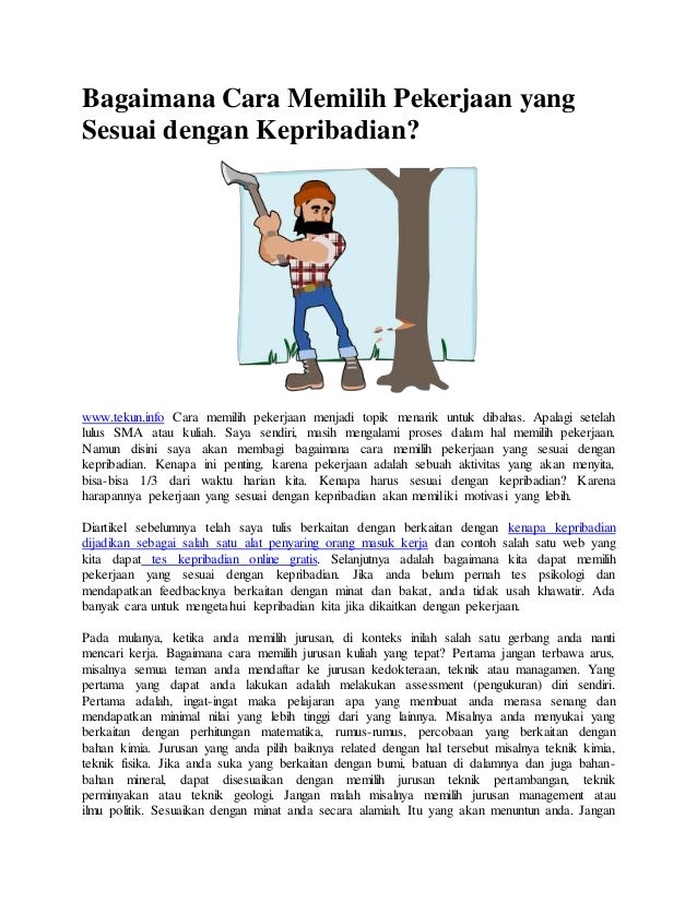 Bagaimana Cara Memilih Pekerjaan Yang Sesuai Dengan Kepribadian