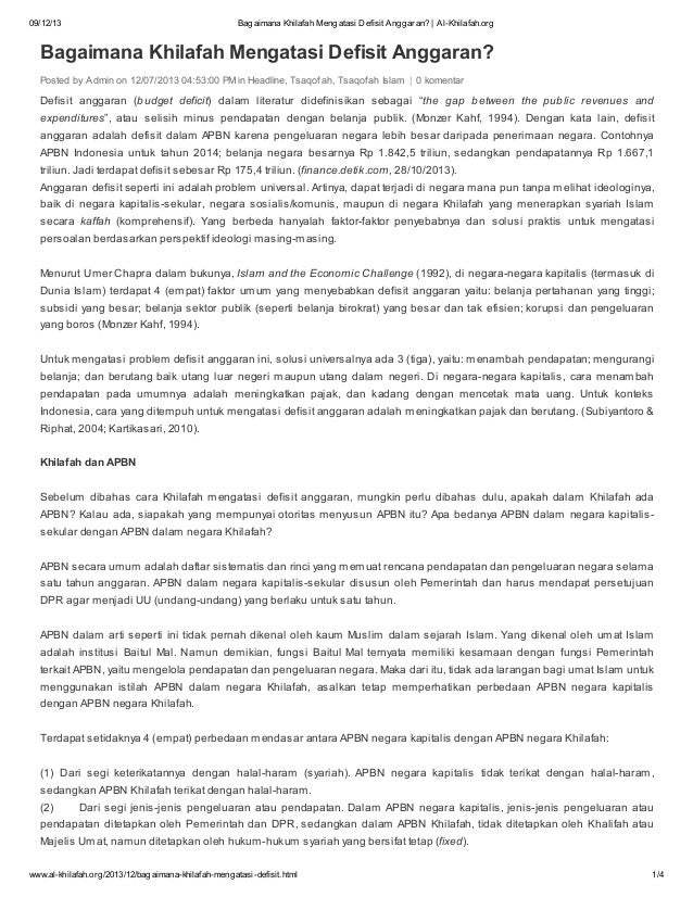 Bagaimana Khilafah Mengatasi Defisit Anggaran