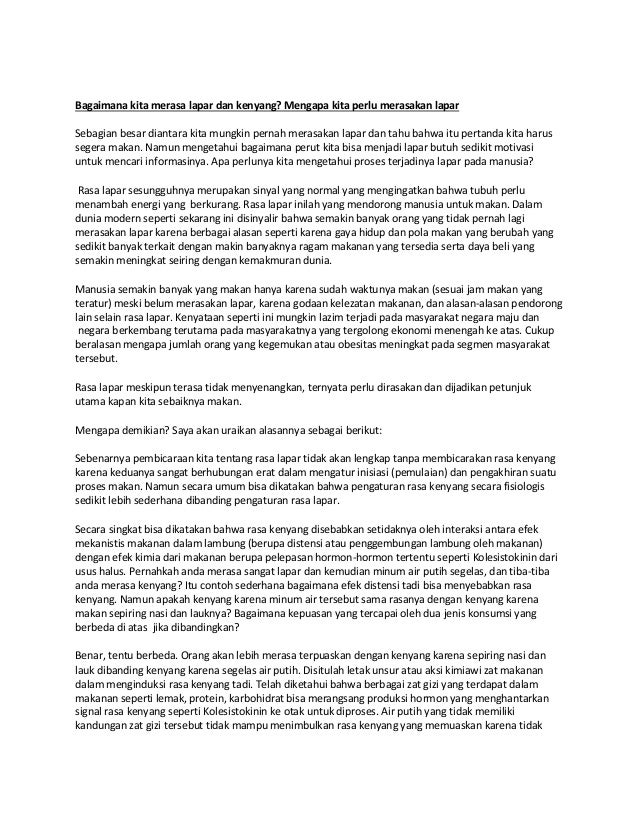 Bagaimana Kita Merasa Lapar Dan Kenyang
