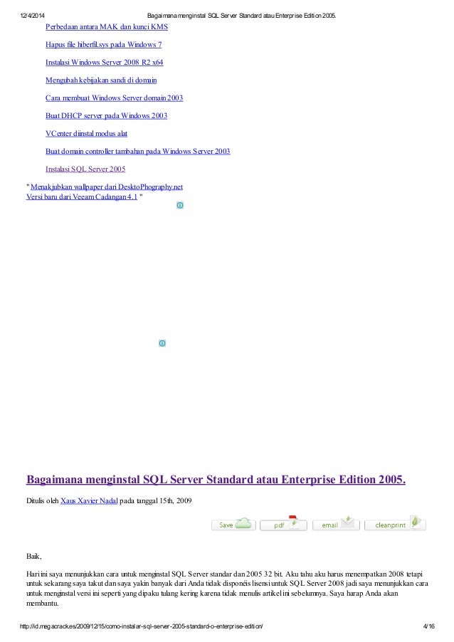 Cara Install SQL Server Standard atau Enterprise Edition 2005