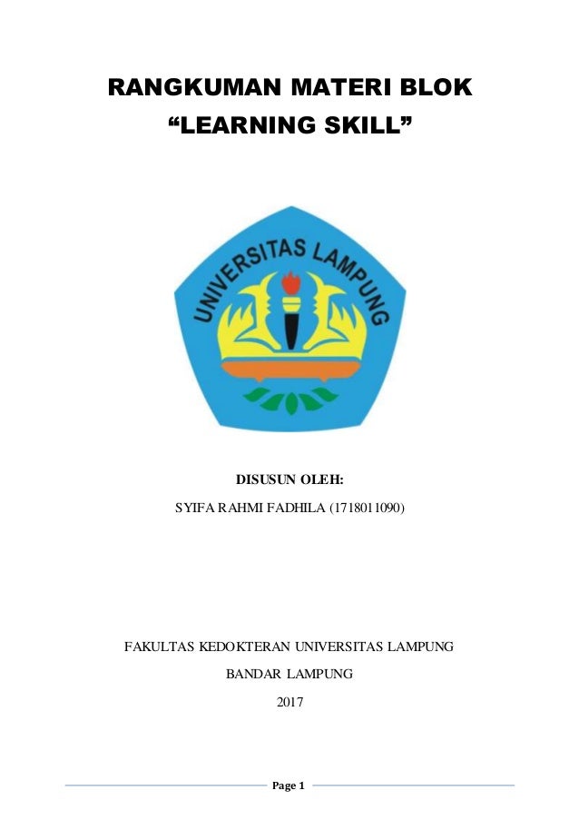 Rangkuman Materi Blok Learning Skill Fk Unila 2017 By Syifadhila