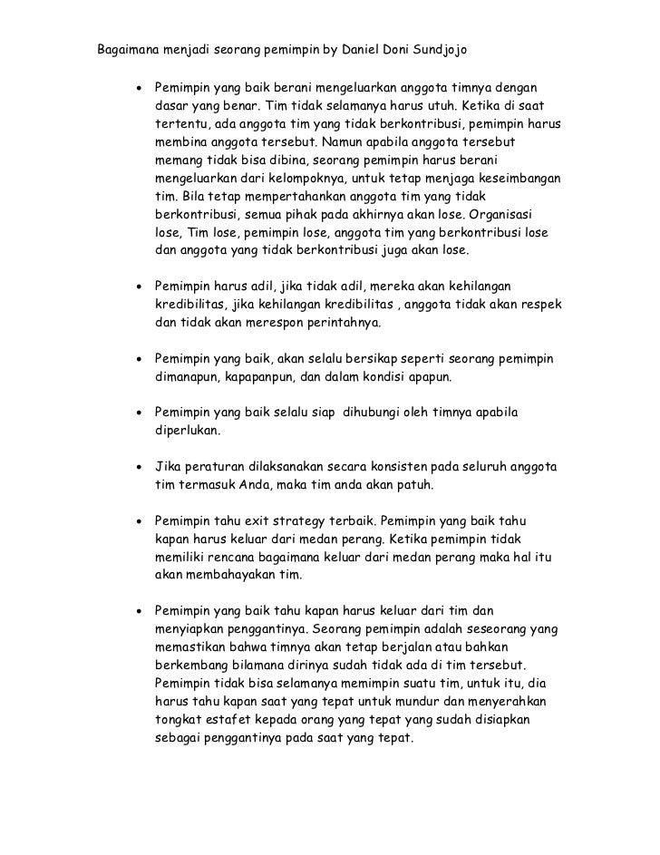 Bagaimana menjadi seorang pemimpin yang baik by daniel