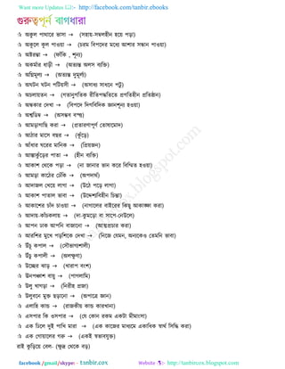 Want more Updates  http://facebook.com/tanbir.ebooks
facebook /gmail/skype: - http://tanbircox.blogspot.com
 অকু র ঩াথারয বা঳া (঳঴ায়-঳ম্বর঴ীন ঴রয় ঩ড়া)
 অকূ রর কূ র ঩াওয়া (চযভ রফ঩রদয ভরধয আ঱ায ঳োন ঩াওয়া)
 অিযম্ভা (পাাঁরক , ঱ূনয)
 অকভথায ধাড়ী (অেযন্ত অর঳ ফযরি)
 অরিভূরয (অেযন্ত দুভূরথয)
 অঘিন ঘিন ঩রিয়঳ী (অ঳াধয ঳াধরন ঩িু )
 অচরায়েন (গোনুগরেক যীরে঩দ্ধরেরে প্রগরে঴ীন প্ররেষ্ঠান)
 অেকায তদখা (রফ঩রদ রদগরফরদক জ্ঞান঱ূনয ঴ওয়া)
 অশ্বরডম্ব (অ঳ম্ভফ ফস্ত্ত)
 আভড়াগারছ কযা (প্রোযণা঩ূণথ তোলারভাদ)
 আিায ভার঳ ফছয (কূ াঁরড়)
 আাঁধায ঘরযয ভারনক (রপ্রয়জন)
 আস্ত্াকু াঁরড়য ঩াো (঴ীন ফযরি)
 আকা঱ তথরক ঩ড়া (না জানায বান করয রফরম্মে ঴ওয়া)
 আভড়া কারিয তিাঁরক (অ঩দাথথ)
 আদাজর তখরয় রাগা (উরি ঩রড় রাগা)
 আকা঱ ঩াোর বাফা (উরদ্দ঱যরফ঴ীন রচন্তা)
 আকার঱য চাাঁদ চাওয়া (নাগাররয ফাইরযয রকছু আকাঙ্ক্ষা কযা)
 আদায়-কাাঁচকরায় (দা-কু ভরড়া ফা ঳ার঩-তনউরর)
 আ঩ন িাক আ঩রন ফাজারনা (আত্মপ্রচায কযা)
 আযর঱য ভুরখ ঩ড়র঱রক তদখা (রনরজ তমভন, অনযরকও তেভরন বাফা)
 উাঁচূ ক঩ার (ত঳ৌবাগয঱ারী)
 উাঁচু ক঩ারী (অরক্ষু ণা)
 উরেয ঝাড় (খাযা঩ ফং঱)
 ঊন঩ঞ্চা঱ ফায়ু (঩াগরারভ)
 উরু খাগড়া (রনযী঴ প্রজা)
 উরুফরন ভুি ছড়ারনা (অ঩ারত্র জ্ঞান)
 এরার঴ কান্ড (যাজকীয় কান্ড কাযখানা)
 এ঳঩ায রক ও঳঩ায (তম তকান যকভ একিা ভীভাং঳া)
 এক রিরর দুই ঩ারখ ভাযা (এক কারজয ভাধযরভ একারধক োথথ র঳রদ্ধ কযা)
 এক তগায়াররয গরু (একই েবাফমুি)
যাই কু রড়রয় তফর- (ক্ষু দ্র তথরক ফড়)
 
