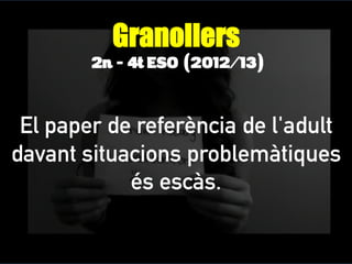 Granollers
2n – 4t ESO (2012/13)
	
  
	
  
El paper de referència de l'adult
davant situacions problemàtiques
és escàs.
	
  
 