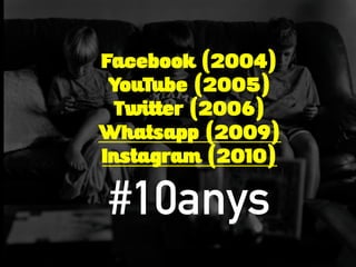 Facebook (2004)
YouTube (2005)
Twitter (2006)
Whatsapp (2009)
Instagram (2010)
#10anys
 