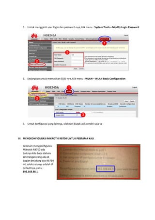 Bagian 1 setting dasar rb750 untuk lan & hotspot | PDF