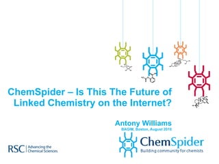 ChemSpider – Is This The Future of Linked Chemistry on the Internet? Antony Williams BAGIM, Boston, August 2010 