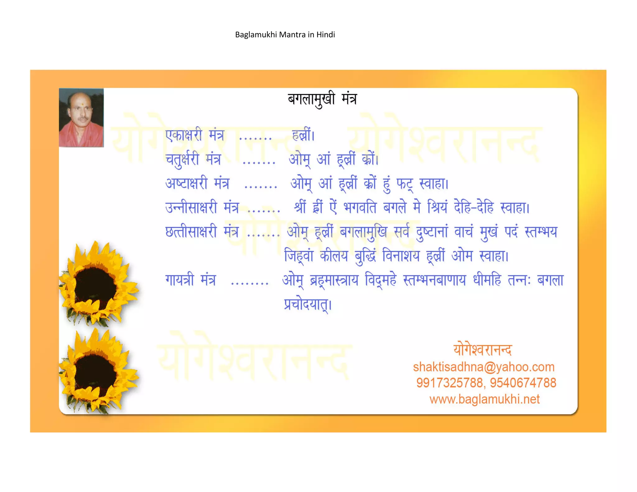 Baglamukhi Mantra in Hindi