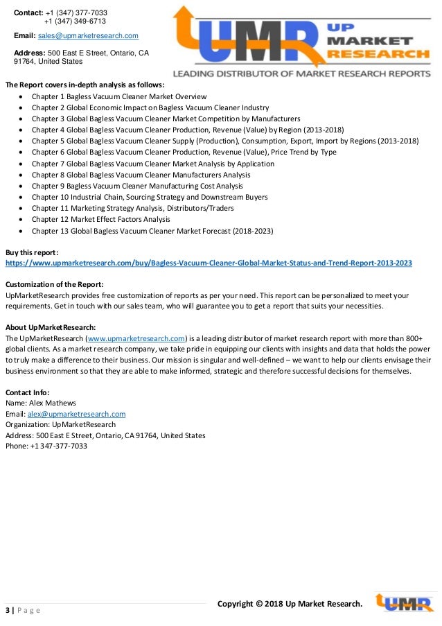 Bagless Vacuum Cleaner Global Market Status and Trend Report 20132023 By Key Companies