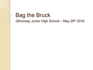 Bag the Bruck
(Stronsay Junior High School – May 26th 2016
 