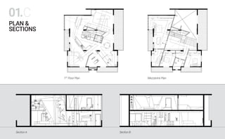 PLAN &
SECTIONS
1ST
Floor Plan Mezzanine Plan
01.C
1
2
3
4
5
6
7
8
9
10
11
12
13
14
15
16
17
18
1
2
5
3
16
4
7
6
8
10
9
11
13
14
12
18
15
17
Section A Section B
 