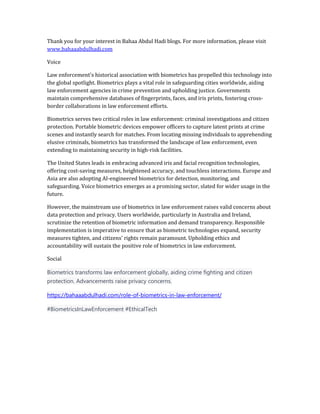 Role of Biometrics in Law Enforcement | PDF