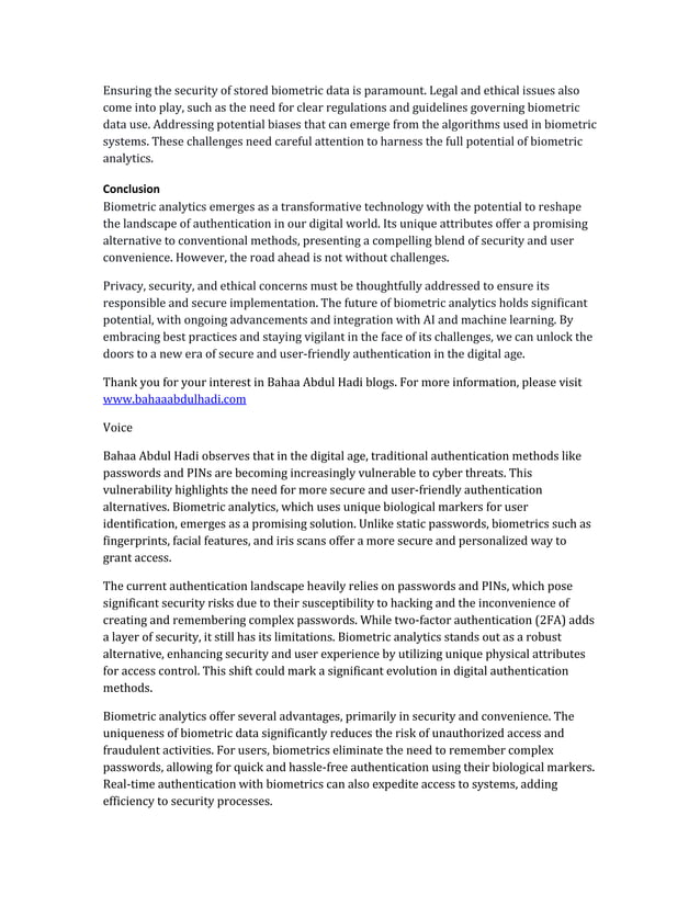 Biometric Analytics: Next-Gen Authentication | PDF