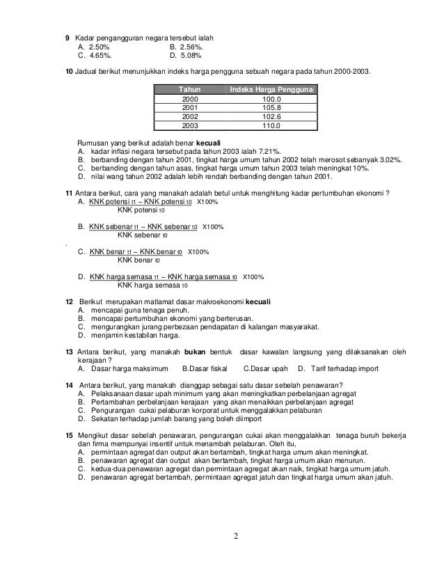 Bahagian A Soalan Aneka Pilihan