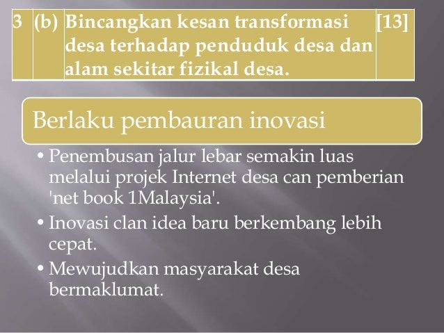 Kuliah 9 - PROSES PERUBAHAN DESA DI MALAYSIA DAN KESAN 