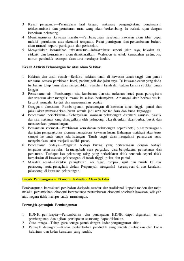 Bahagian B Tema 3 Pembangunan Ekonomi Dan Impak Alam Sekitar