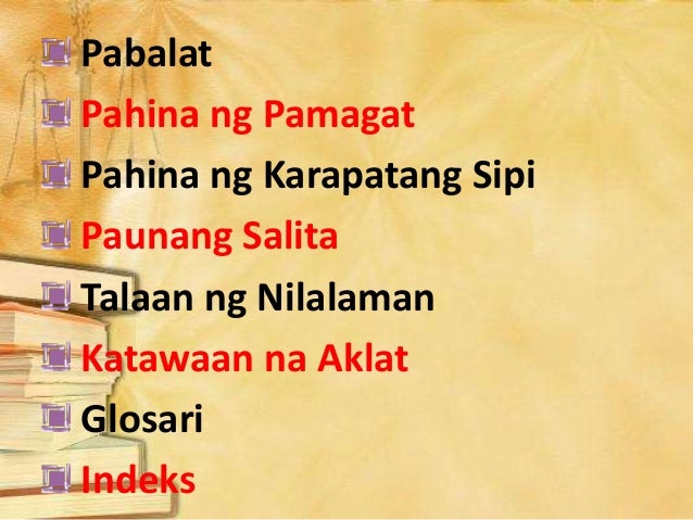 Mga Bahagi Ng Aklat Tala - aklatpara