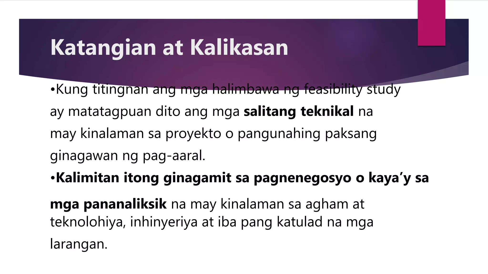 Bahagi ng feasibILITY | PPTX