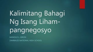Kalimitang Bahagi
Ng Isang Liham-
pangnegosyo
MANOLO L. GIRON
ZAMBALES NATIONAL HIGH SCHOOL
 