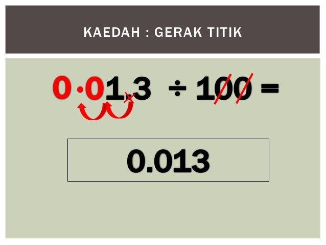 Bahagi Nombor Perpuluhan Dengan 10 Dan 100