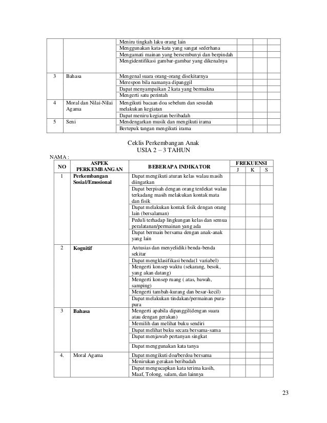 Contoh Hasil Observasi Anak Usia Dini AA Contoh