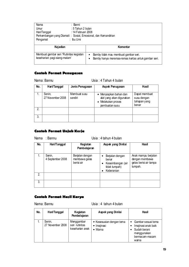 Checklist Indikator Perkembangan Anak Usia 4 5 Tahun - Tentang Tahun