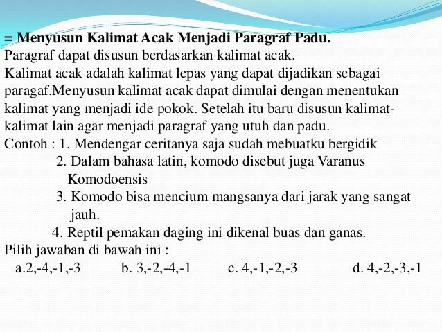 Mengurutkan Kata Acak Bahasa Inggris - Soal Menyusun Kalimat Acak