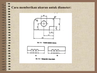 Cara memberikan ukuran untuk diameter:
 