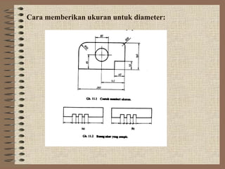 Cara memberikan ukuran untuk diameter:
 