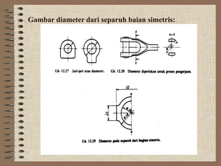 Gambar diameter dari separuh baian simetris:
 