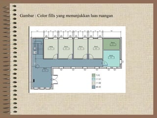 Gambar : Color fills yang menunjukkan luas ruangan
 