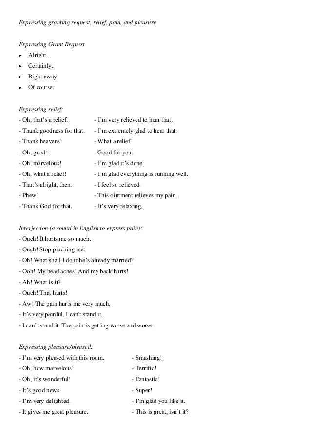 Bahan Ajar Ekspresi Relief Pain Pleasure And Granting Request