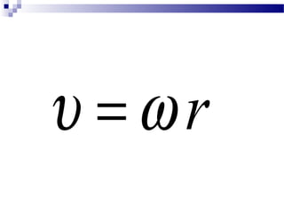 Hubungan antara kelajuan linier 
dan kecepatan sudut, yaitu : 
u =w r 
 